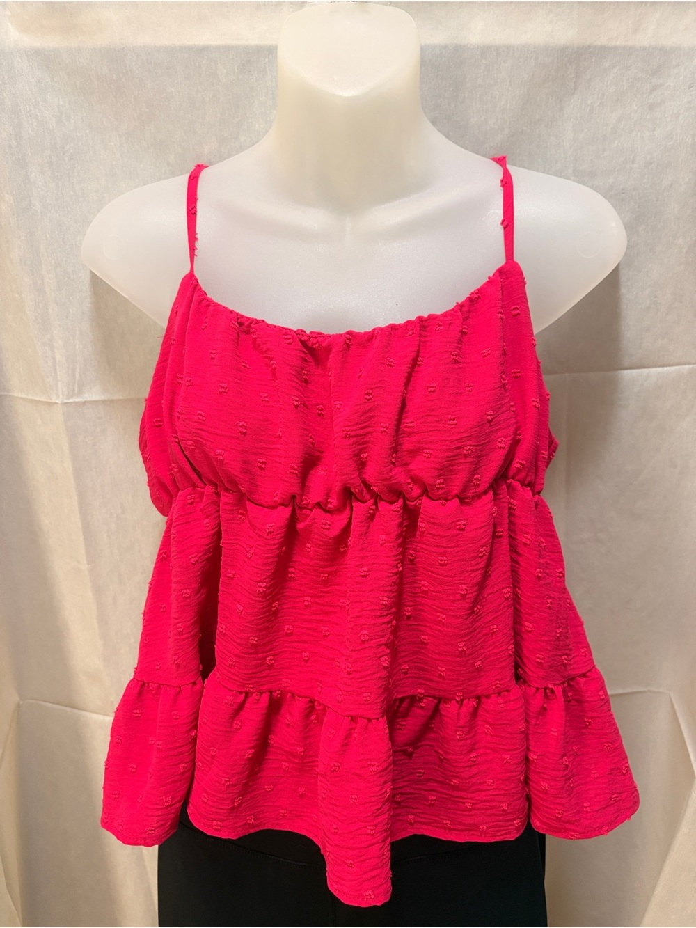 Altar'd State Bright Pink Tiered Spaghetti-Strap Camisole